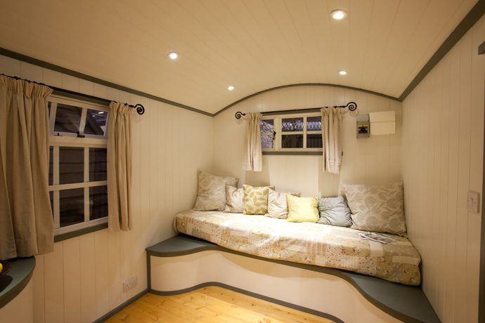 Shepherd hut cosy interior