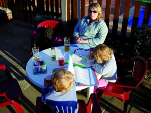 a perfect evening outside the bar at Seacroft