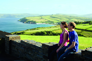 Glorious views of the green hills tumbling down to the sea